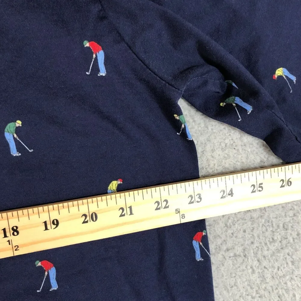 Polo Golf Ralph Lauren Shirt Mens Large Polo‎ Blue Allover Graphic Dadcore Slit